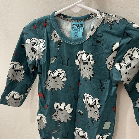 Raspberry Republic Teal Wolf Long Sleeve Bodysuit - Picture 2 of 6